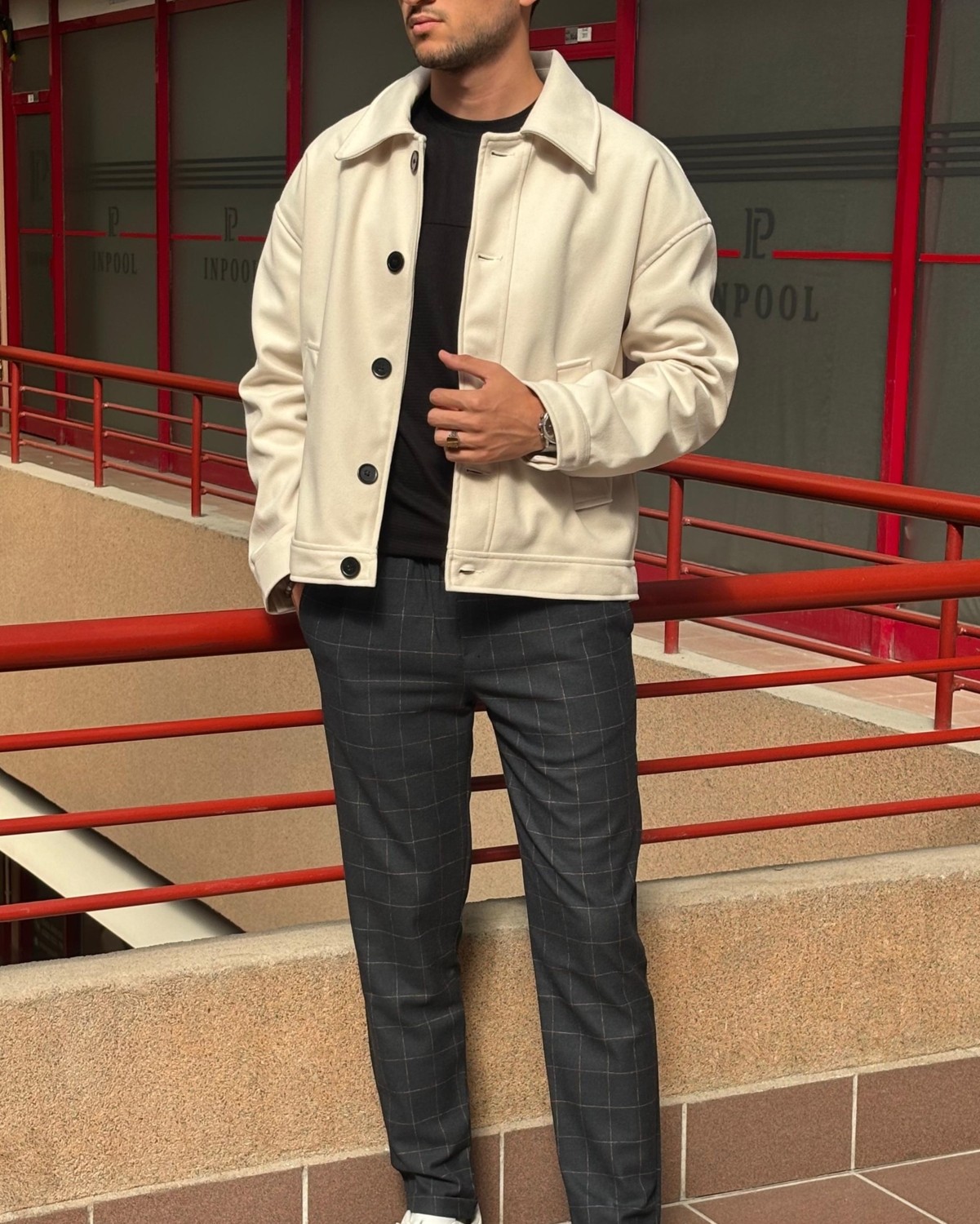 İnpool Gömlek Yaka, Oversize-Fit, Old Money Culture, Düğmeli, Kaşe Kumaş Ceket 24USEC05