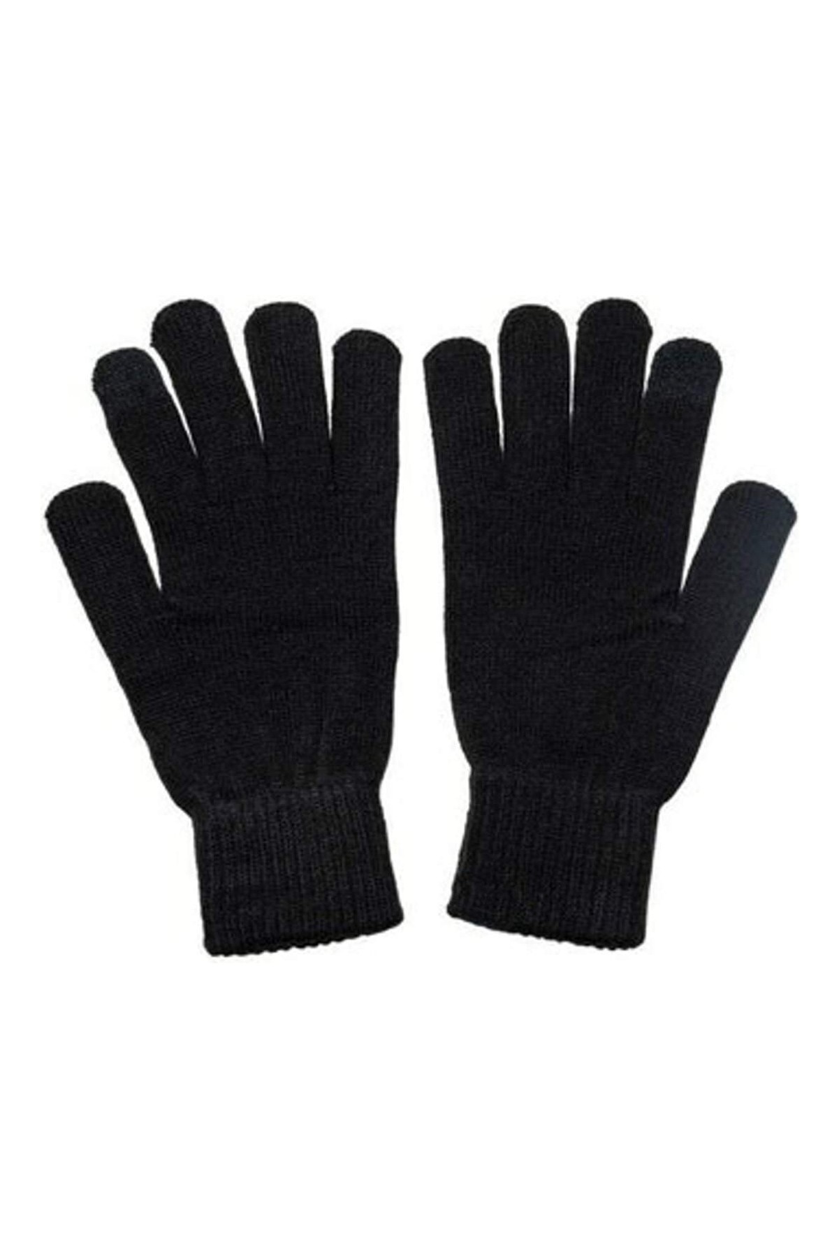 Toyigoo Çift Katlı Kalın Siyah Sıcak Tutan Yün Kışlık Kadın Erkek Eldiven Unisex 1 Çift TYG-84037R