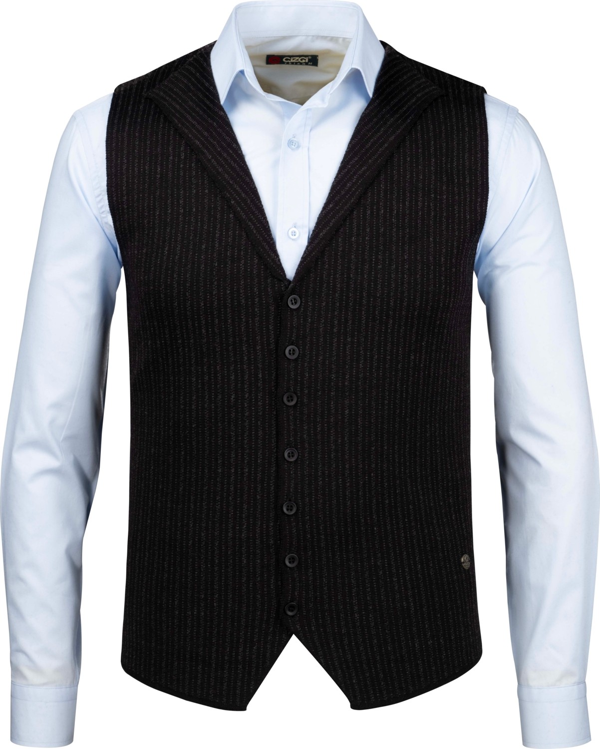 Çizgi Triko Erkek Düğmeli Spor / Klasik Triko Örme Kolsuz Yelek - 5008LS