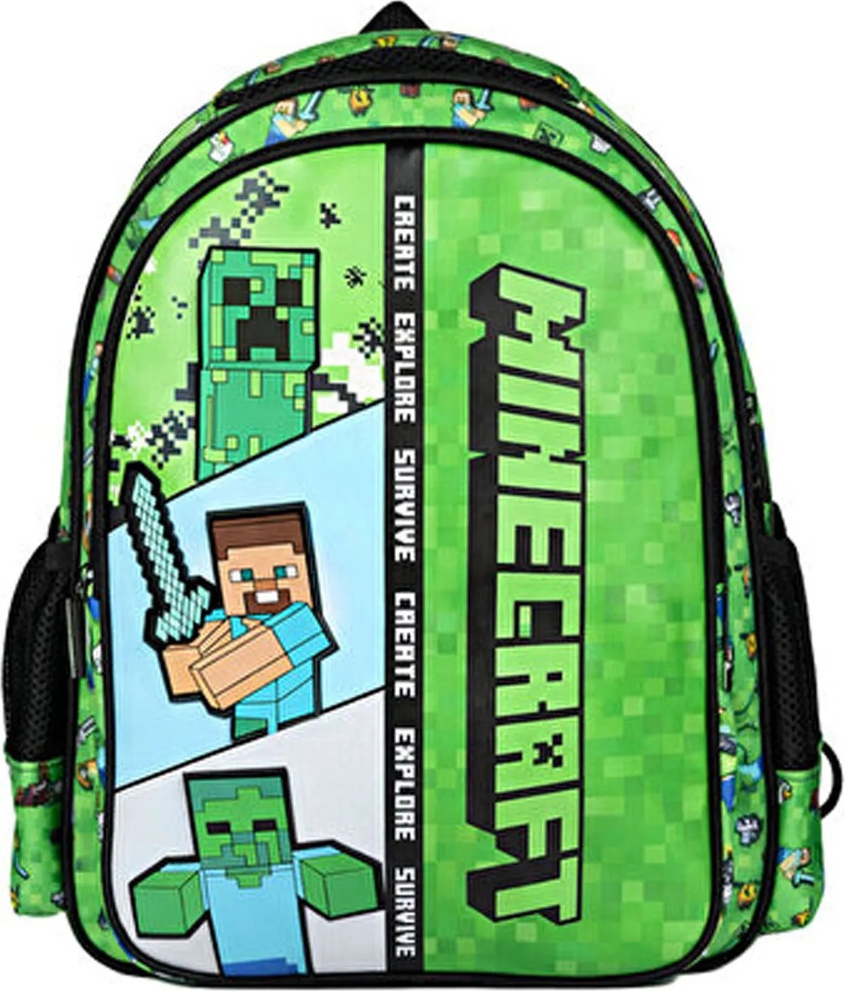 Minecraft Yeşil Erkek Çocuk Sırt Çantası 26613-MINECRAFT Okul Çantası