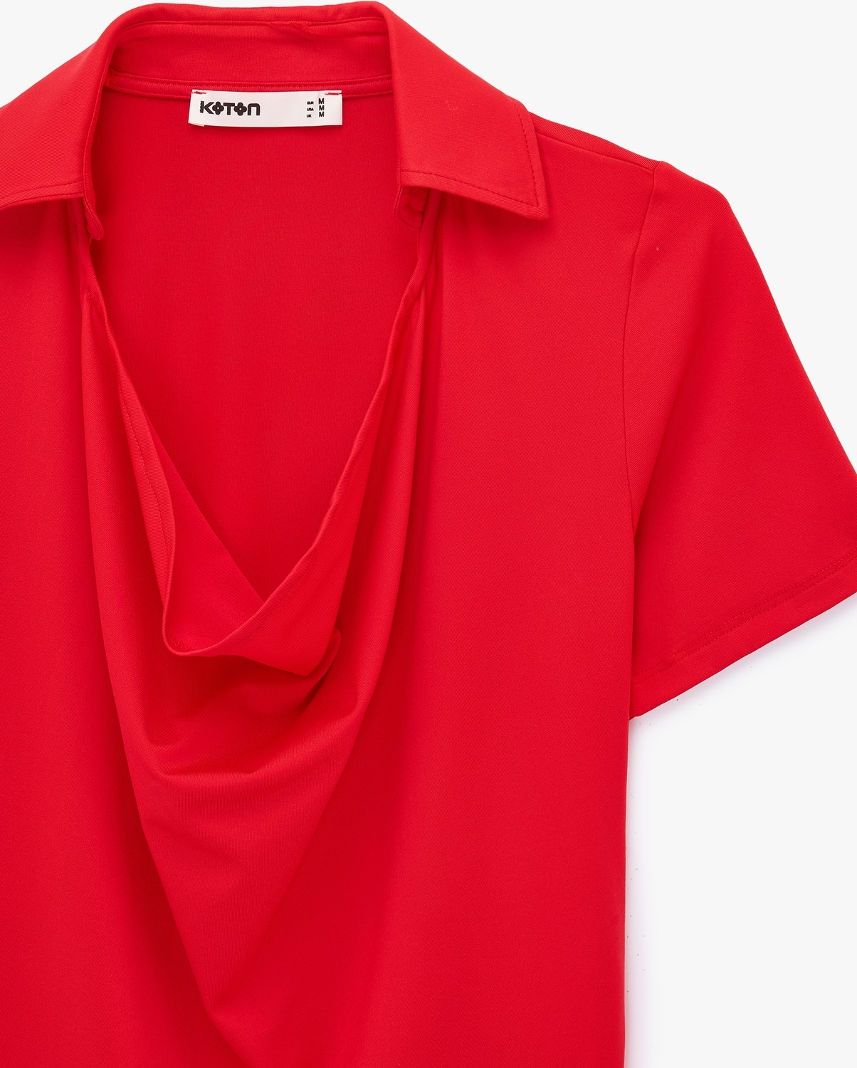 Koton Slim Fit Polo Degaje Yaka Kısa Kollu Bluz görsel 5