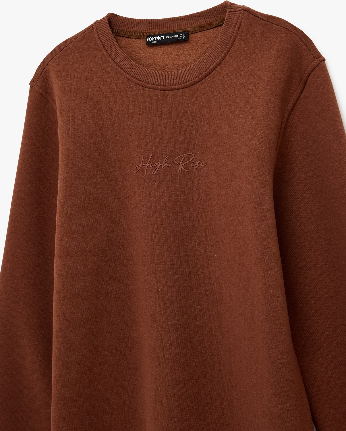 Koton Regular Fit Uzun Kollu Şardonlu Bisiklet Yaka Basic Baskılı Sweatshirt görsel 5