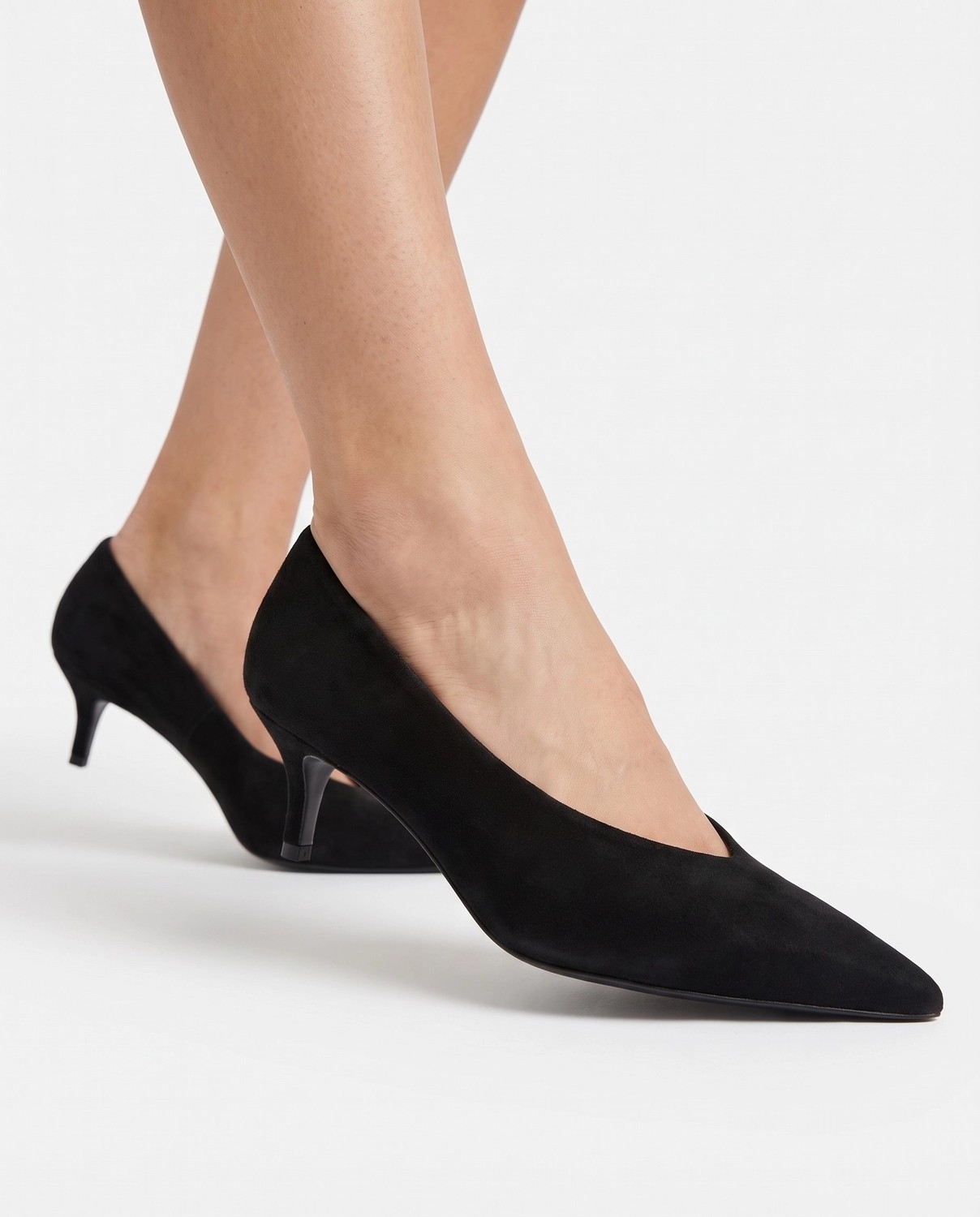 Tibu Lucia Siyah Süet Alçak Topuk Stiletto