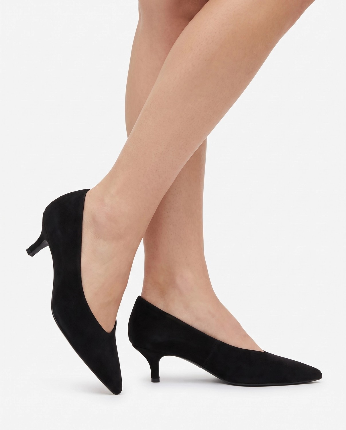 Tibu Lucia Siyah Süet Alçak Topuk Stiletto görsel 2