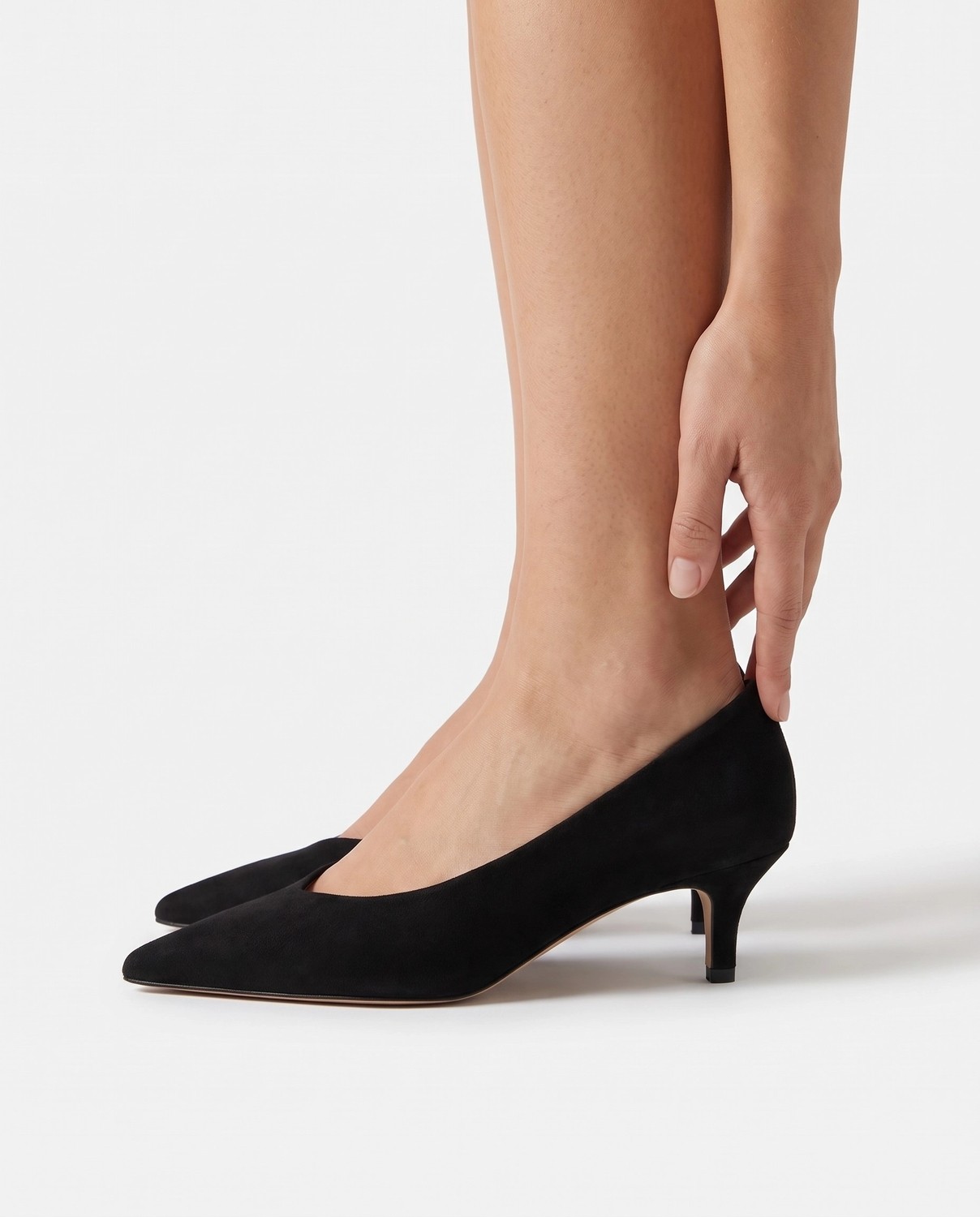 Tibu Lucia Siyah Süet Alçak Topuk Stiletto görsel 4