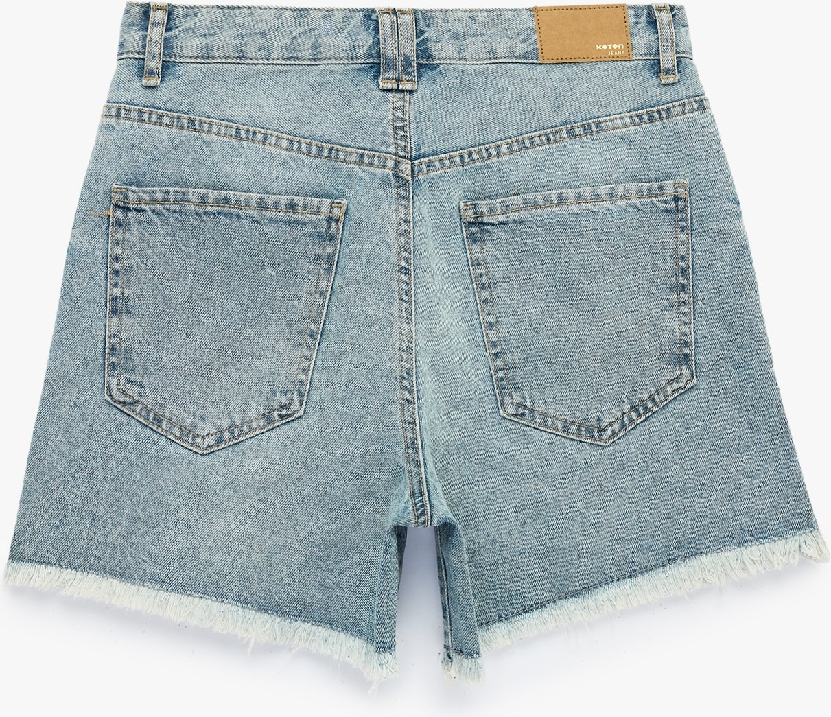 Koton Pamuklu Rahat Kalıp Duble Paça Mini Denim Şort görsel 5