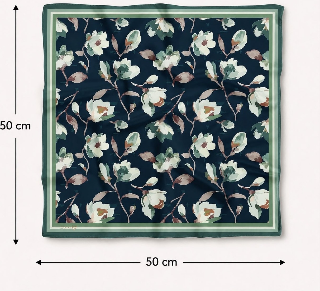 Revam Collection Çiçek Desenli Bandana Fular Şal 50X50 görsel 3