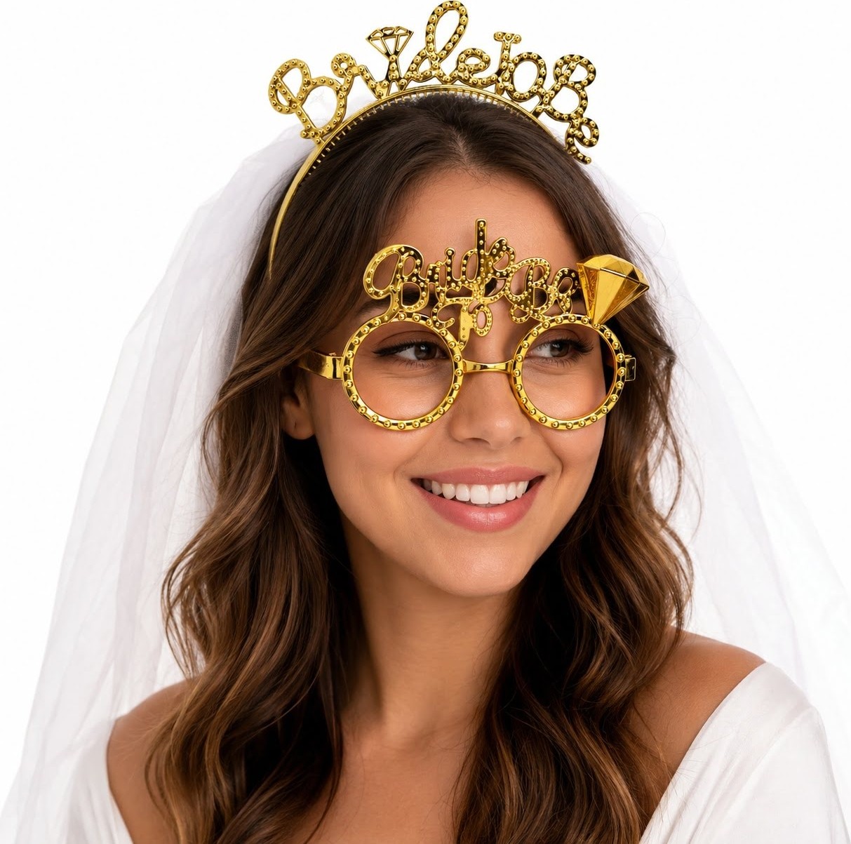 Go İthalat Bride To Be Gold Taç ve Parti Gözlüğü Seti (5440)