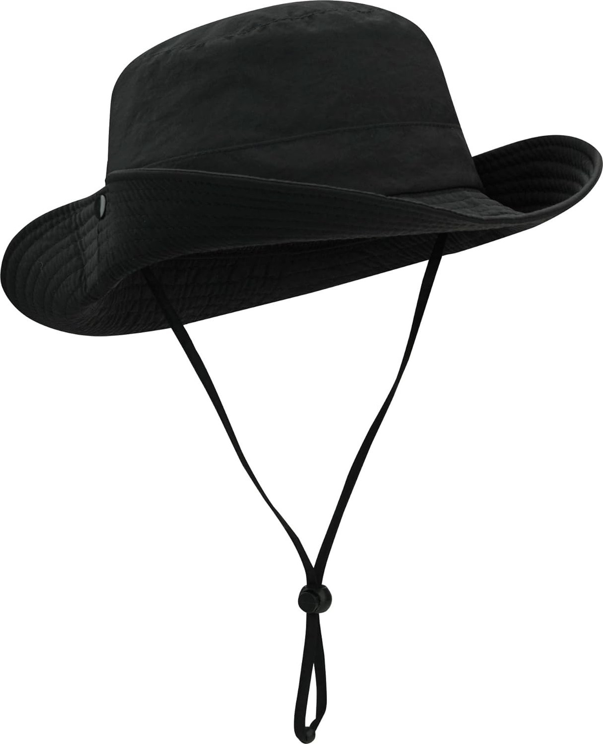 Verahed Yazlık Katlanabilir Geniş Siperlikli Siyah Safari Kovboy Şapkası Unisex Fötr Bucket Balıkçı Şapka