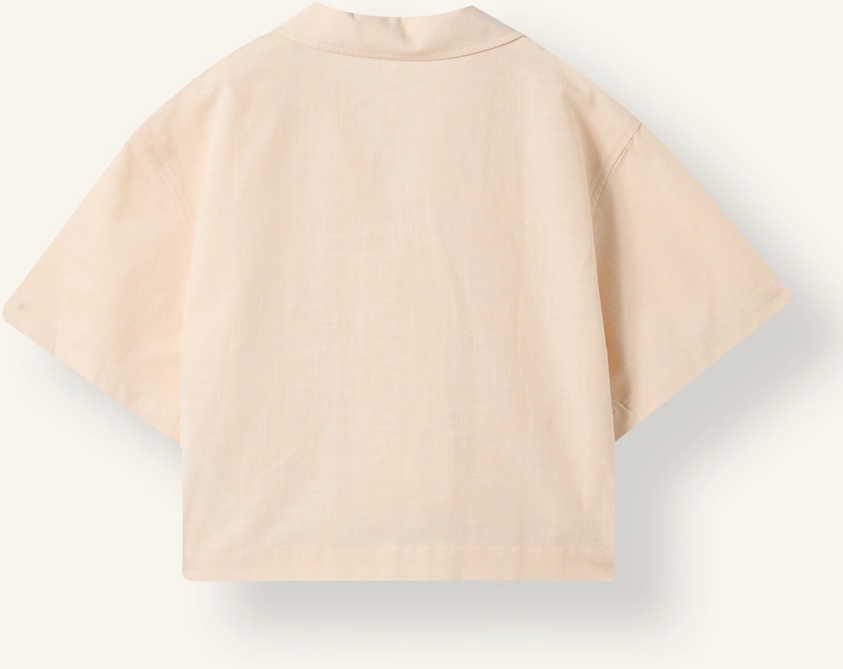 DeFacto %100 Pamuk Cropped Fit Keten Kısa Kollu Gömlek Kız Çocuk D7638A825SM görsel 8