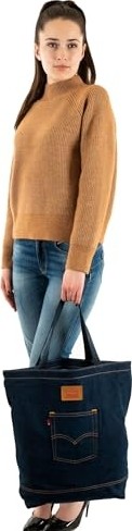 1001 Back Pocket Tote Çanta, Unisex Yetişkin Çanta, Navy Blue (0002), Standart görsel 2
