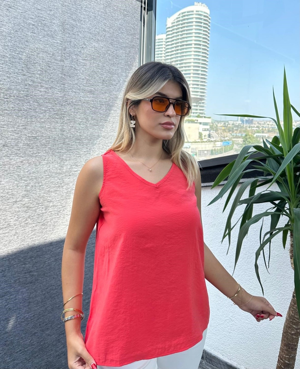 Kübra tekstil Mercan Kadın V Yaka Düz Bluz görsel 2