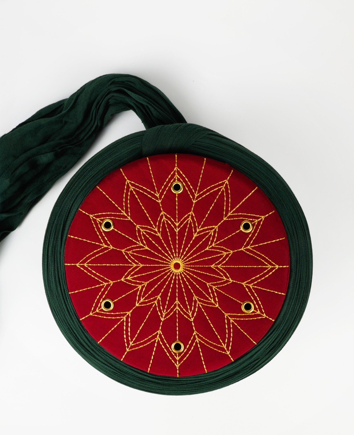 Sarıkhane Talebe Sarığı - Yeşil Kumaş - Bordo Takke - Düz Sarım - Kuş Gözü - 7 Metre (Züabeli) görsel 3