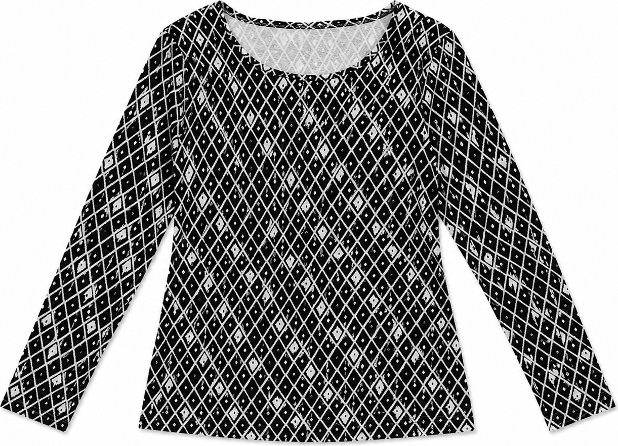 Perla Blanca Geometrik Desenli Siyah Krem Emzirme Bluz görsel 4