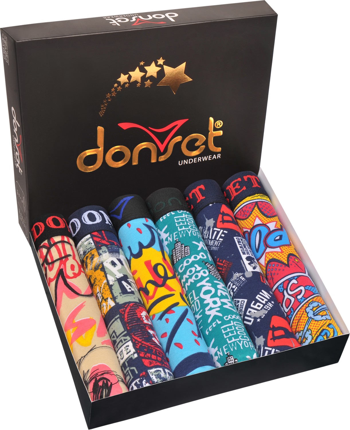 Donset İç Giyim Erkek Desenli Boxer - 6'lı Özel Kutusunda