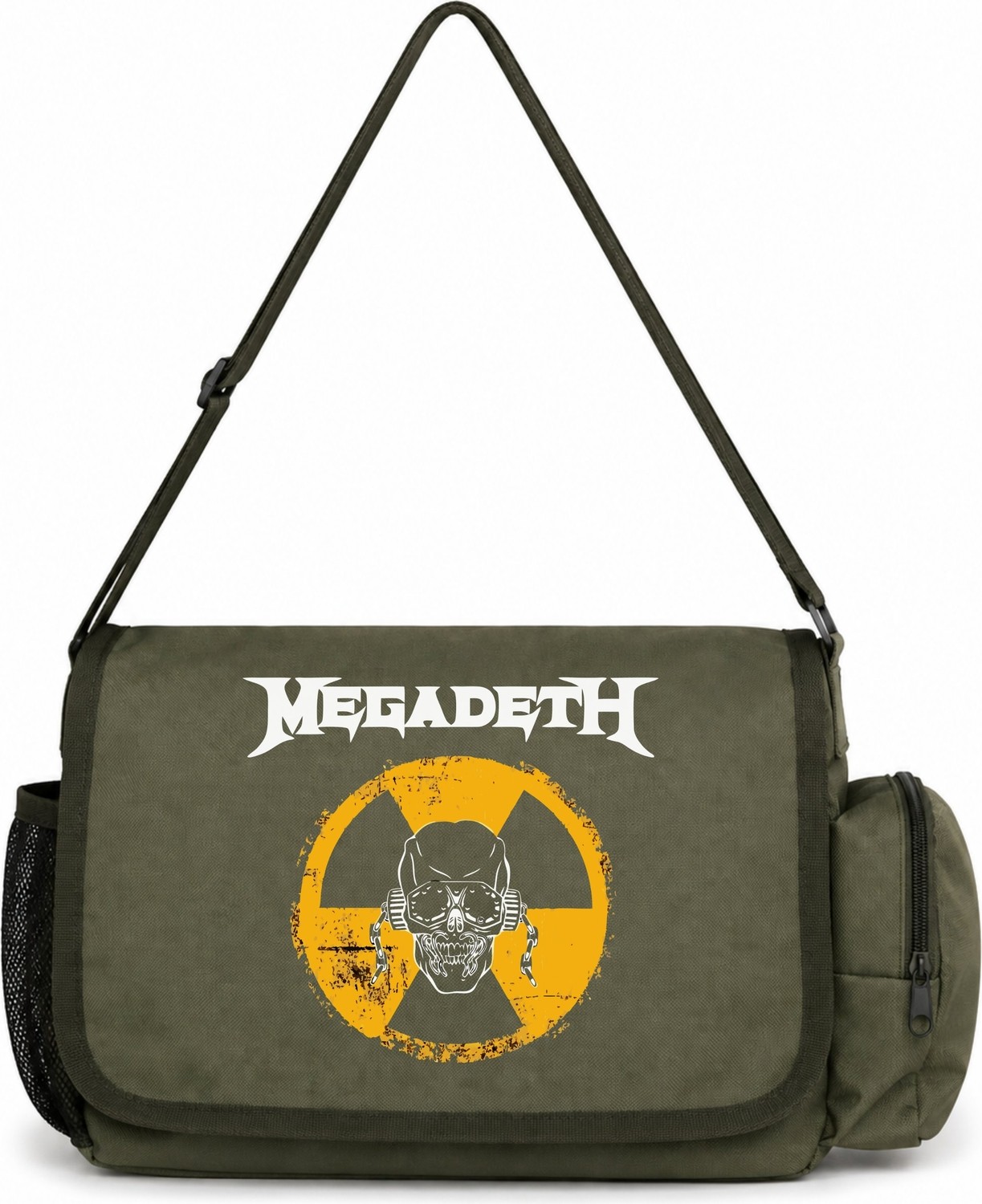 Sevbano Megadeth Rock Metal Müzik Grubu Baskılı Unisex Okul, Spor, Ofis Çok Amaçlı Postacı Çantası