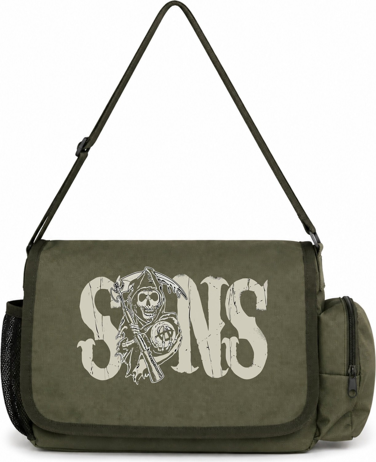 Sevbano Sons Of Anarchy Dizi Baskılı Unisex Okul, Spor, Ofis Çok Amaçlı Postacı Çantası