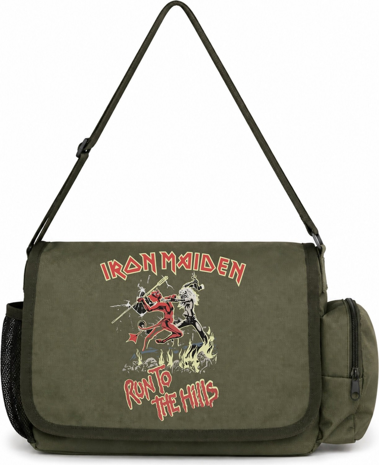 Sevbano Iron Maiden Rock Metal Müzik Grubu Baskılı Unisex Okul, Spor, Ofis Çok Amaçlı Postacı Çantası