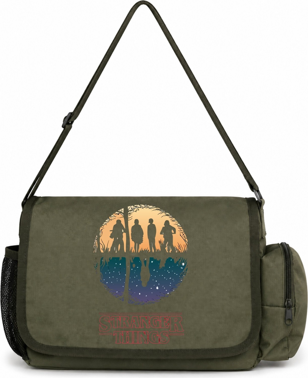 Sevbano Stranger Things Dizi Baskılı Unisex Okul, Spor, Ofis Çok Amaçlı Postacı Çantası görsel 4