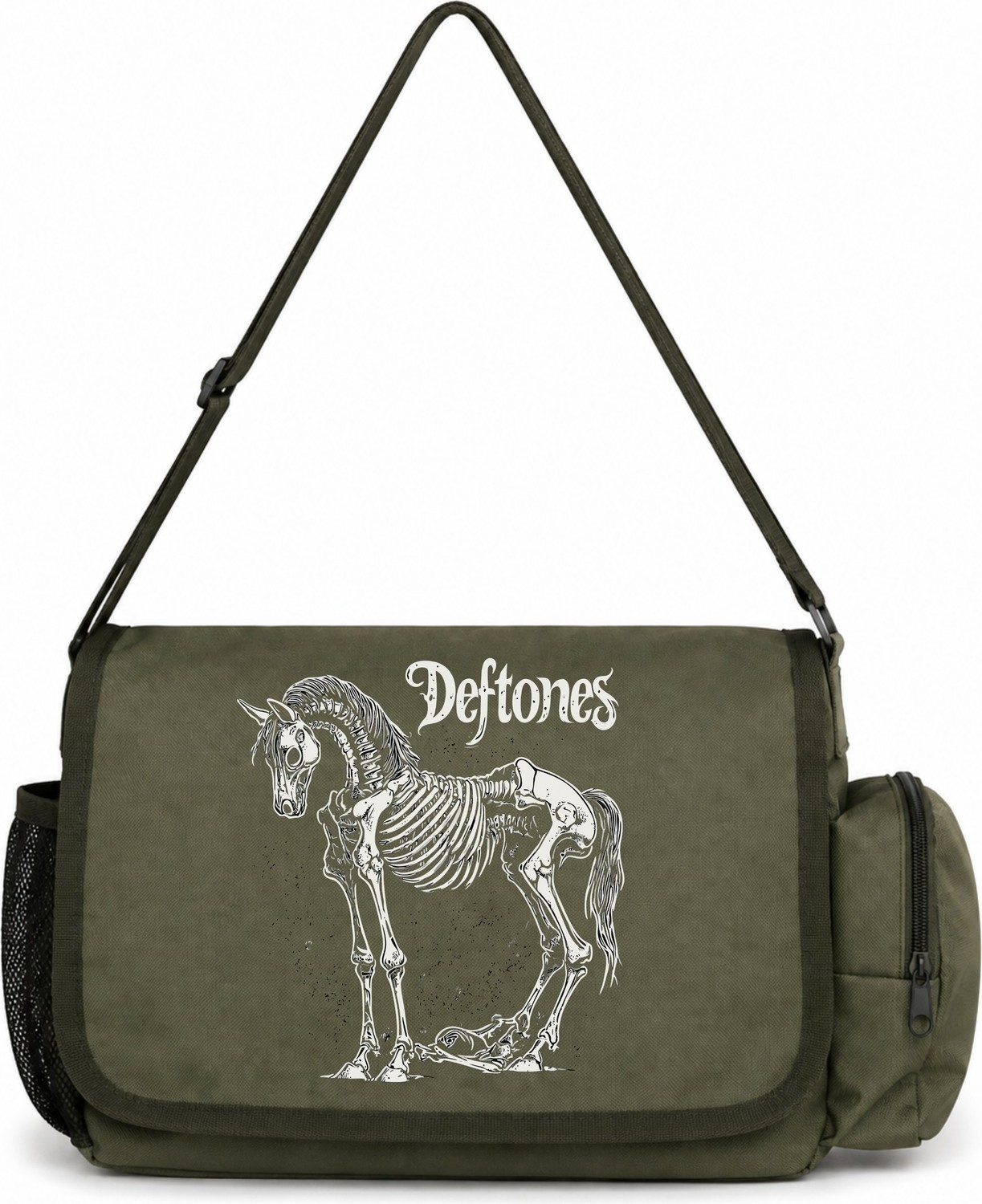 Sevbano Deftones Rock Metal Müzik Grubu Baskılı Unisex Okul, Spor, Ofis Çok Amaçlı Postacı Çantası