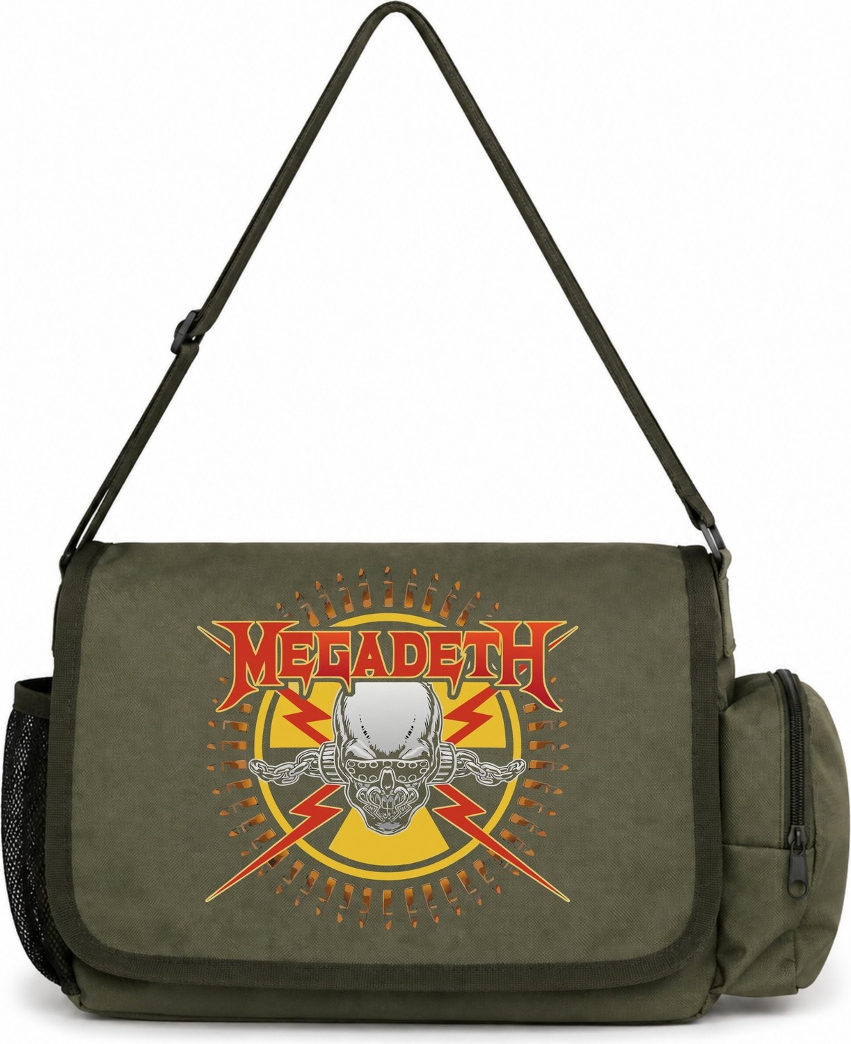 Sevbano Megadeth Rock Metal Müzik Grubu Baskılı Unisex Okul, Spor, Ofis Çok Amaçlı Postacı Çantası görsel 4