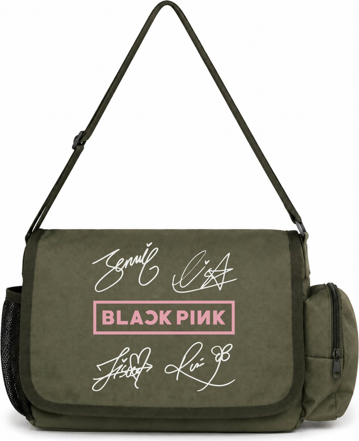 Sevbano Blackpink Müzik Grubu Baskılı Unisex Okul, Spor, Ofis Çok Amaçlı Postacı Çantası