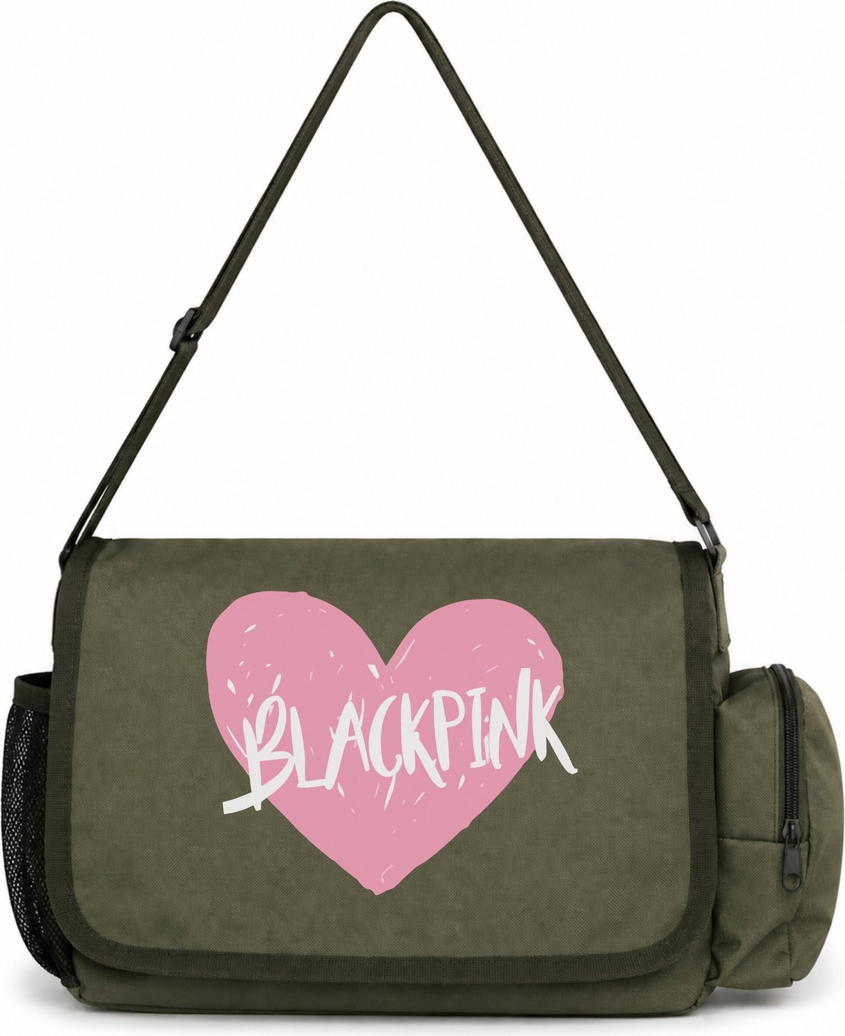 Sevbano Blackpink Müzik Grubu Baskılı Unisex Okul, Spor, Ofis Çok Amaçlı Postacı Çantası görsel 4
