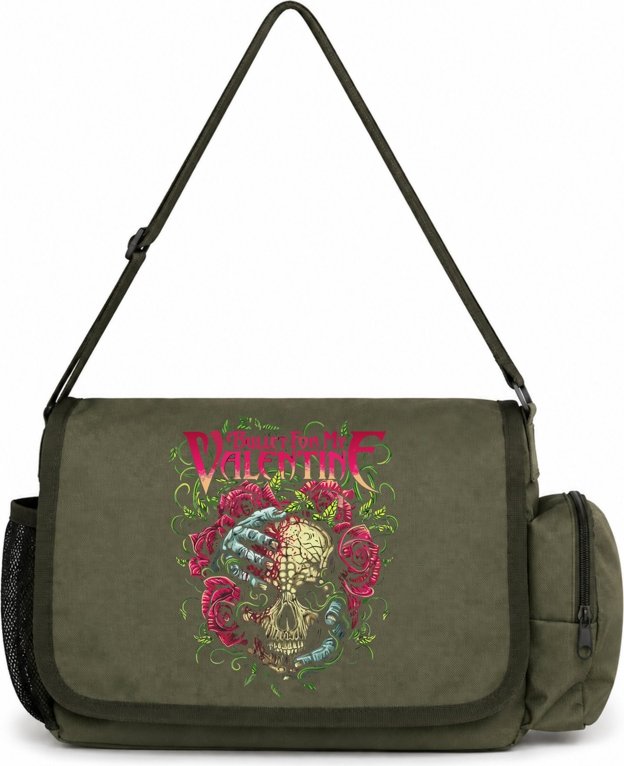 Sevbano Bullet For My Valentine Rock Metal Grubu Baskılı Unisex Okul, Spor, Ofis Çok Amaçlı Postacı Çantası