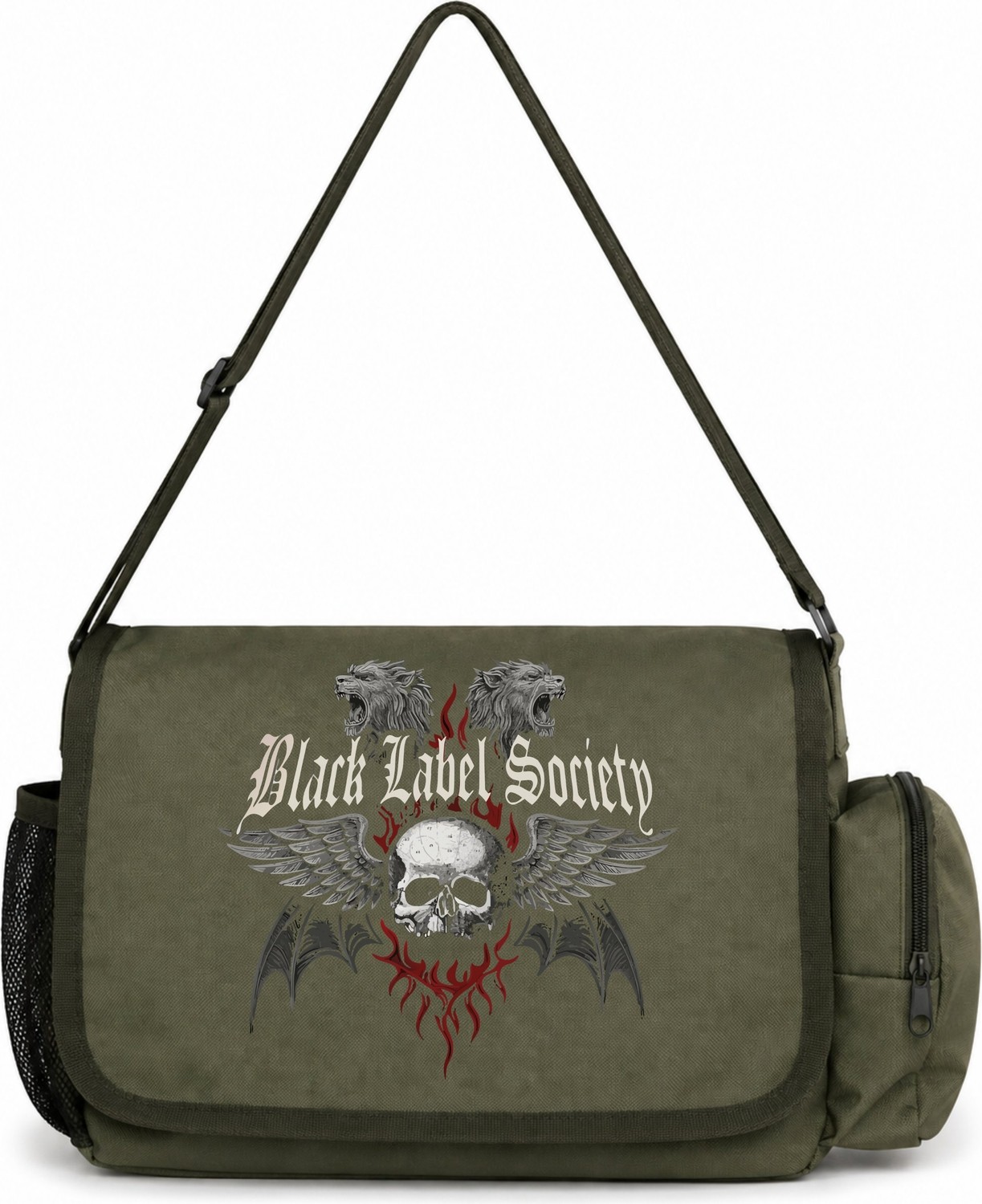 Sevbano Black Label Society Rock Metal Müzik Grubu Baskılı Unisex Okul,spor,ofis Çok Amaçlı Postacı Çantası görsel 4