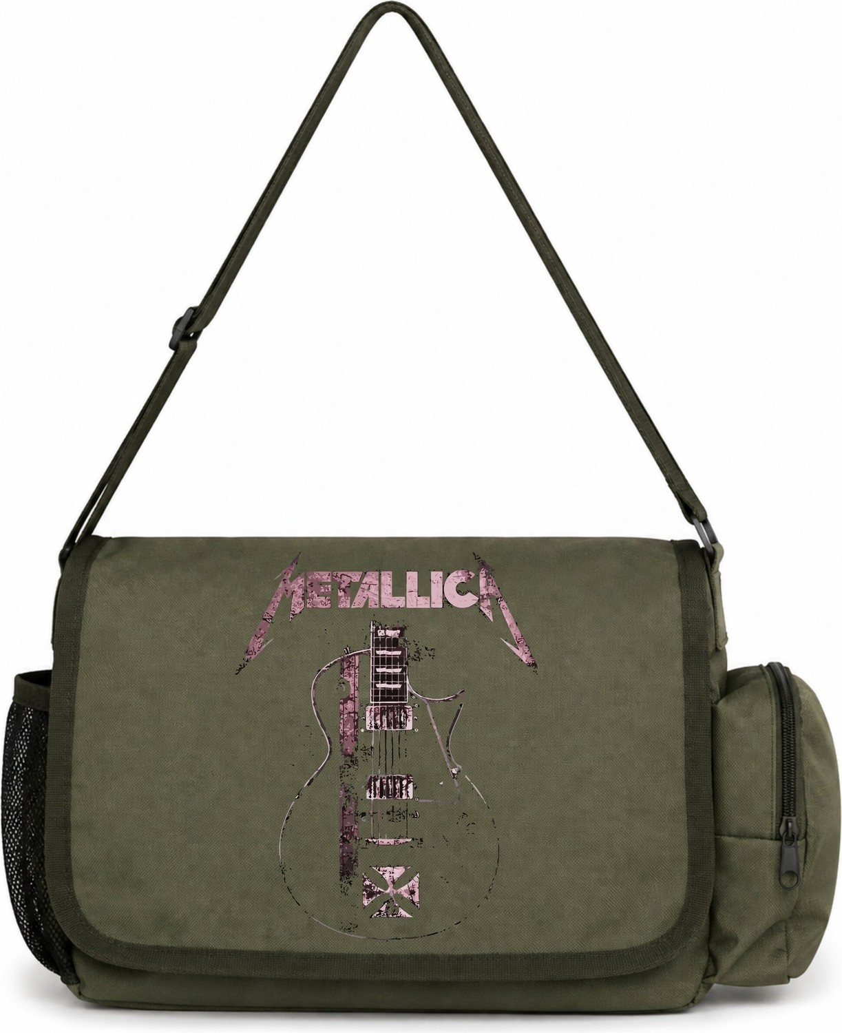 Sevbano Metallica Rock Metal Müzik Grubu Baskılı Unisex Okul, Spor, Ofis Çok Amaçlı Postacı Çantası görsel 4