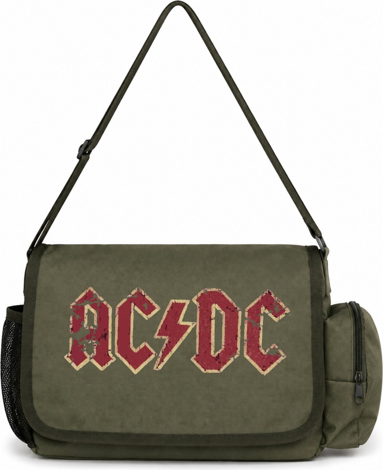 Sevbano Ac Dc Rock Metal Müzik Grubu Baskılı Unisex Okul, Spor, Ofis Çok Amaçlı Postacı Çantası görsel 4