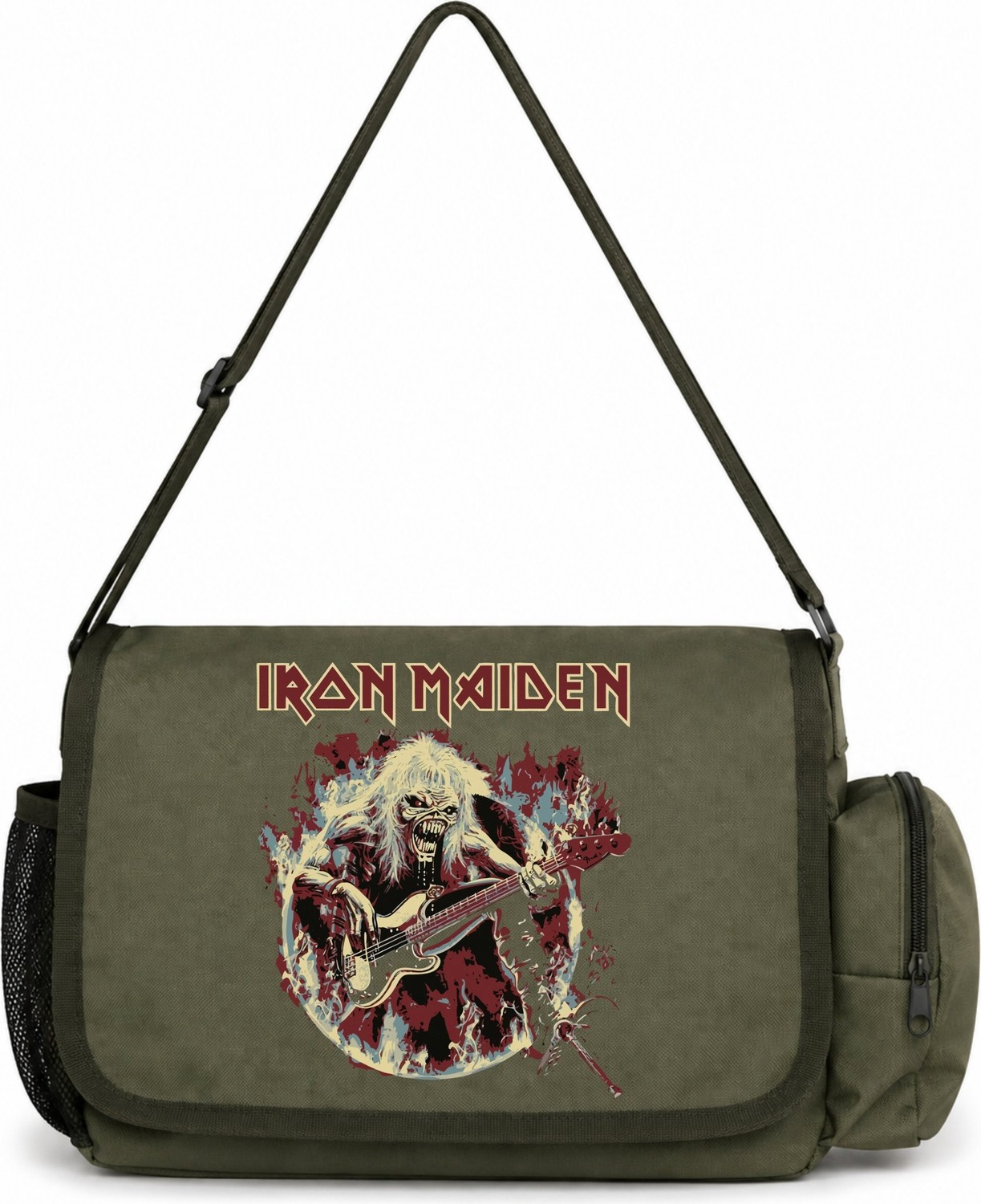Sevbano Iron Maiden Rock Metal Müzik Grubu Baskılı Unisex Okul, Spor, Ofis Çok Amaçlı Postacı Çantası görsel 4