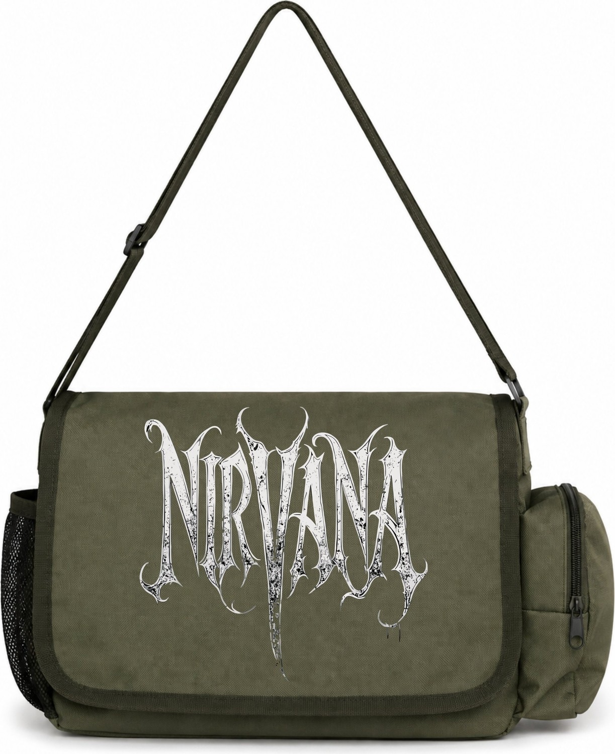 Sevbano Nirvana Rock Metal Müzik Grubu Baskılı Unisex Okul, Spor, Ofis Çok Amaçlı Postacı Çantası görsel 4