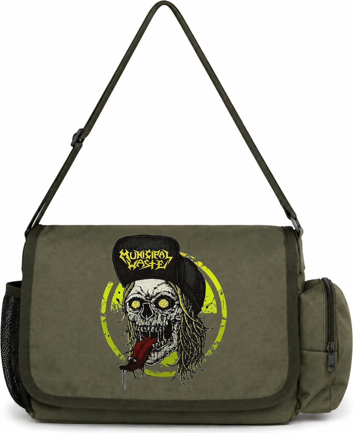 Sevbano Municipal Waste Rock Metal Müzik Grubu Baskılı Unisex Okul, Spor, Ofis Çok Amaçlı Postacı Çantası görsel 4