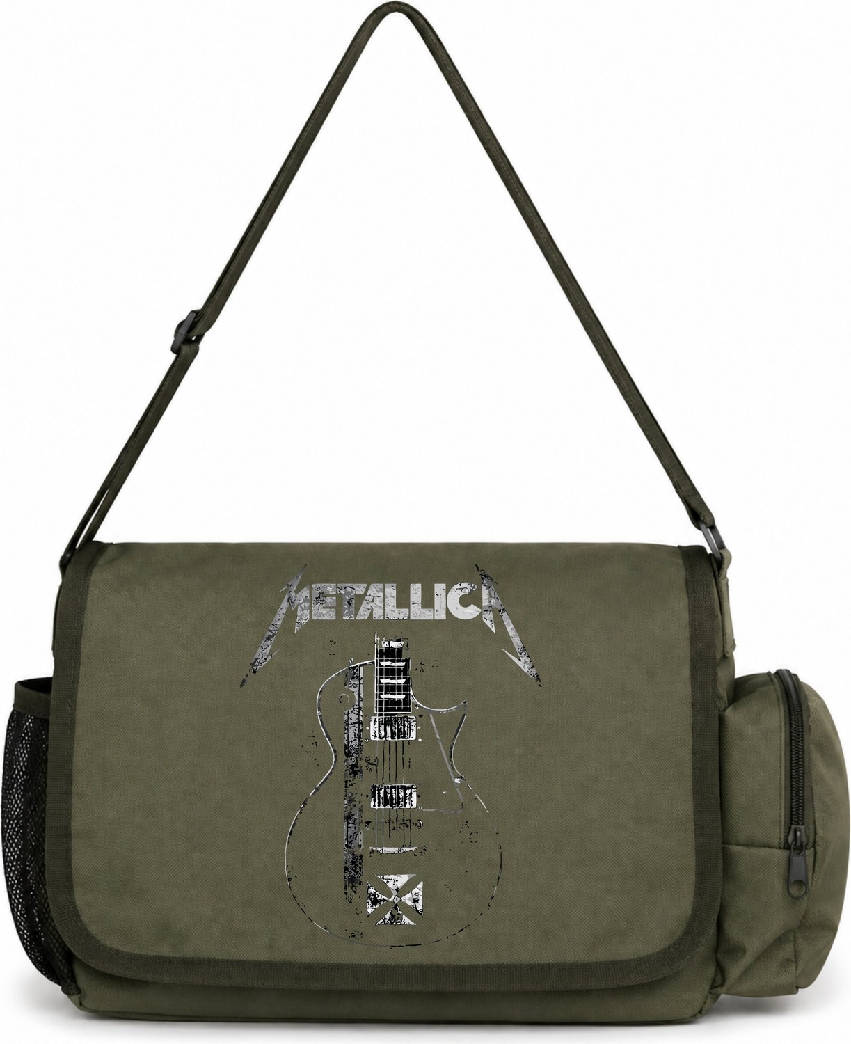 Sevbano Metallica Rock Metal Müzik Grubu Baskılı Unisex Okul, Spor, Ofis Çok Amaçlı Postacı Çantası