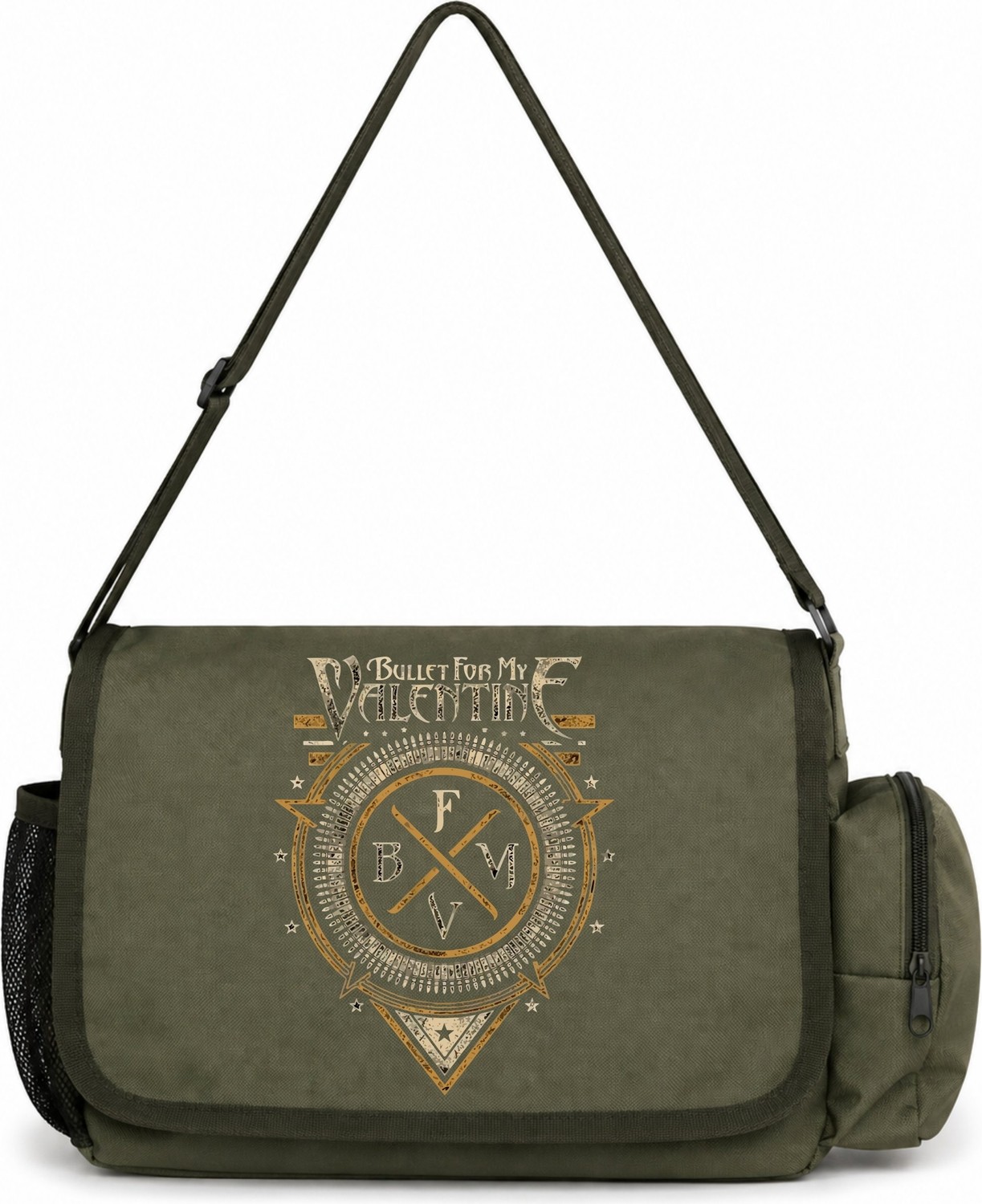 Sevbano Bullet For My Valentine Rock Metal Müzik Baskılı Unisex Okul, Spor, Ofis Çok Amaçlı Postacı Çantası görsel 4