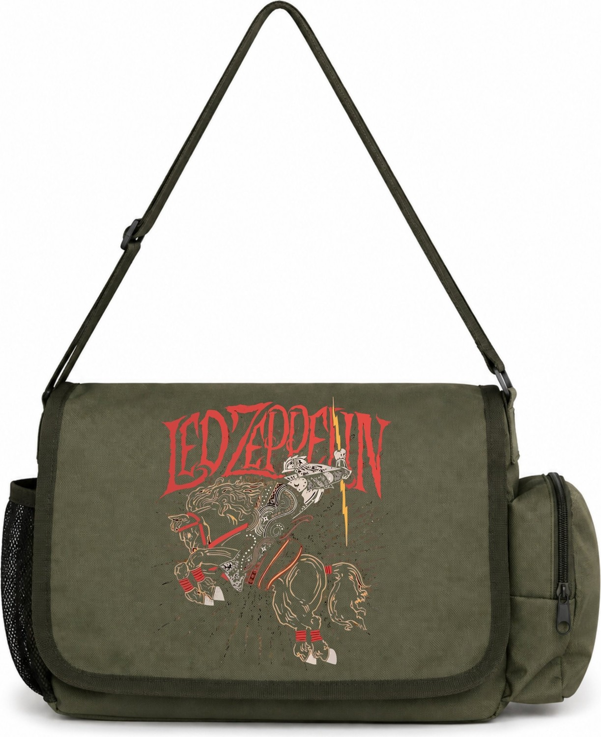 Sevbano LED Zeppelin Rock Metal Müzik Grubu Baskılı Unisex Okul, Spor, Ofis Çok Amaçlı Postacı Çantası