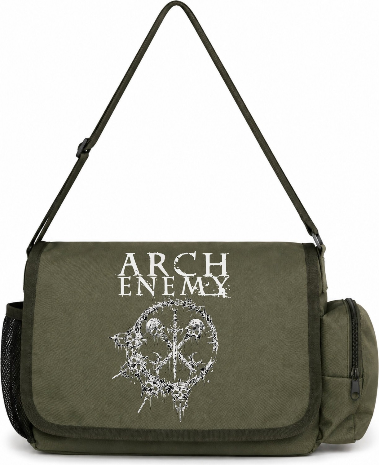 Sevbano Arch Enemy Rock Metal Müzik Grubu Baskılı Unisex Okul, Spor, Ofis Çok Amaçlı Postacı Çantası