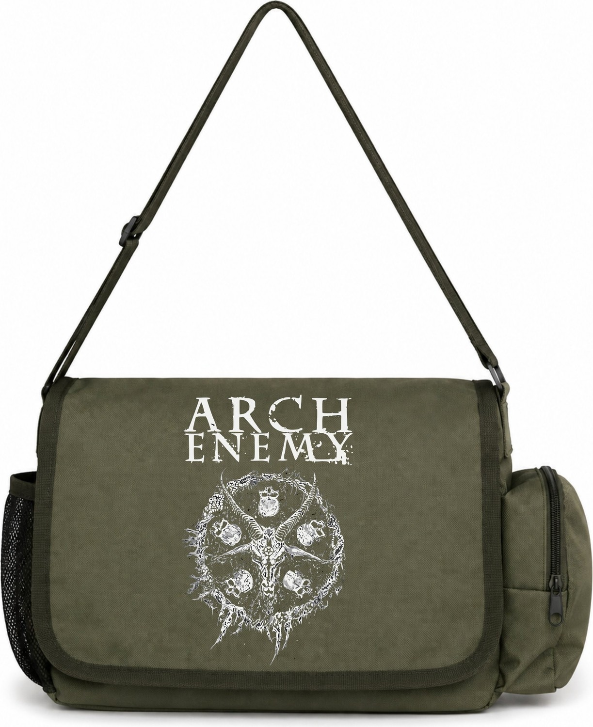Sevbano Arch Enemy Rock Metal Müzik Grubu Baskılı Unisex Okul, Spor, Ofis Çok Amaçlı Postacı Çantası görsel 4
