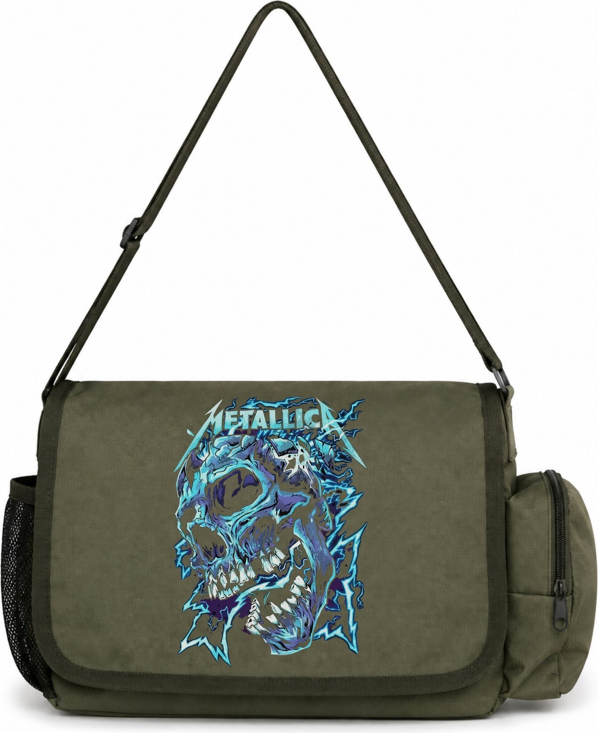 Sevbano Metallica Rock Metal Müzik Grubu Baskılı Unisex Okul, Spor, Ofis Çok Amaçlı Postacı Çantası