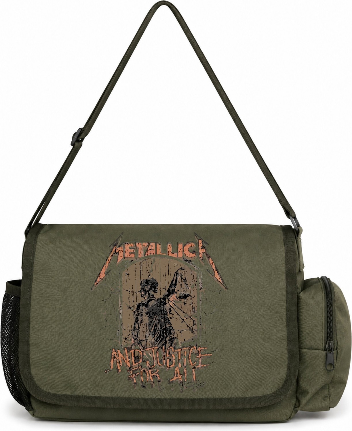 Sevbano Metallica Rock Metal Müzik Grubu Baskılı Unisex Okul, Spor, Ofis Çok Amaçlı Postacı Çantası