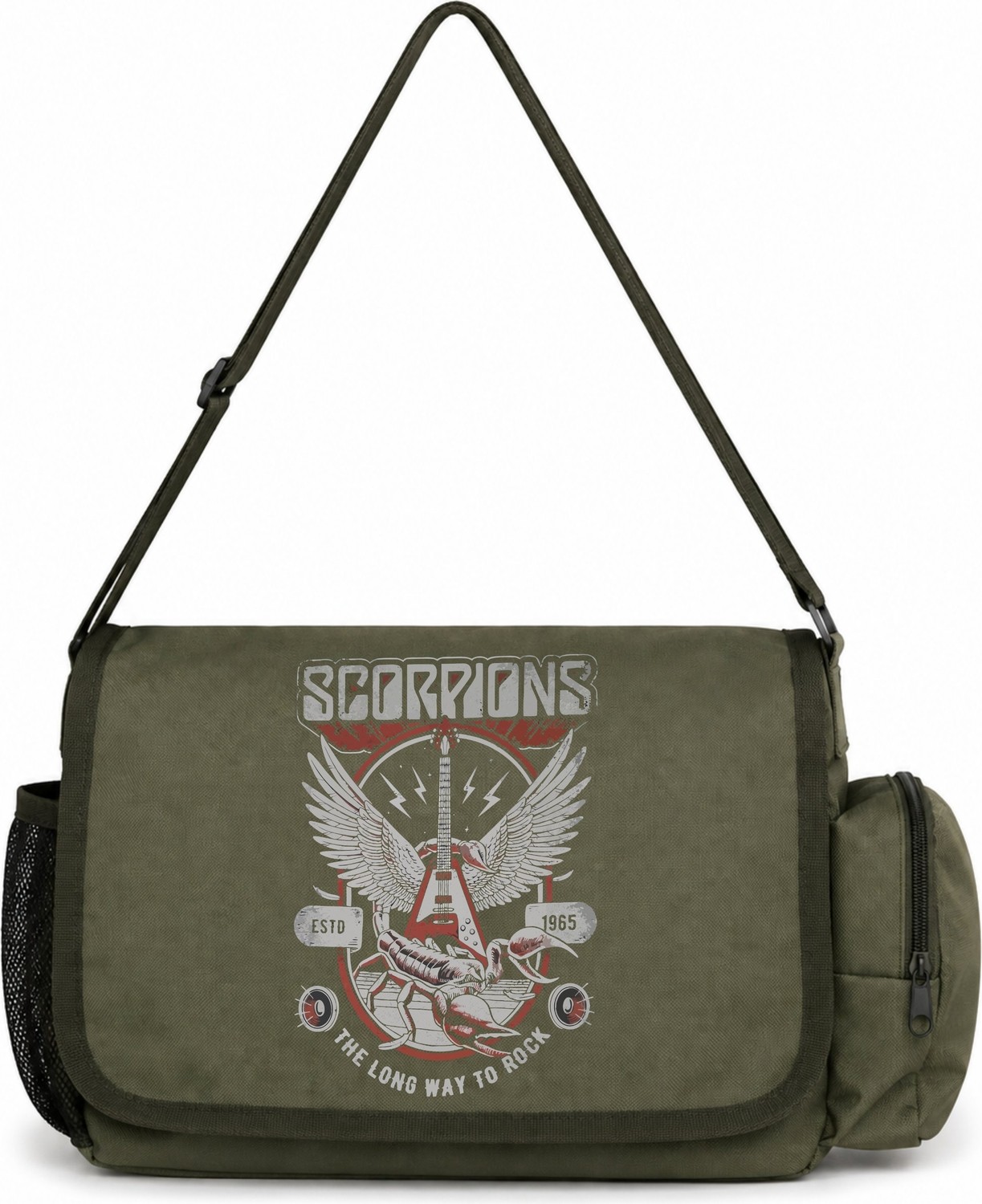 Sevbano Scorpions Rock Metal Müzik Grubu Baskılı Unisex Okul, Spor, Ofis Çok Amaçlı Postacı Çantası