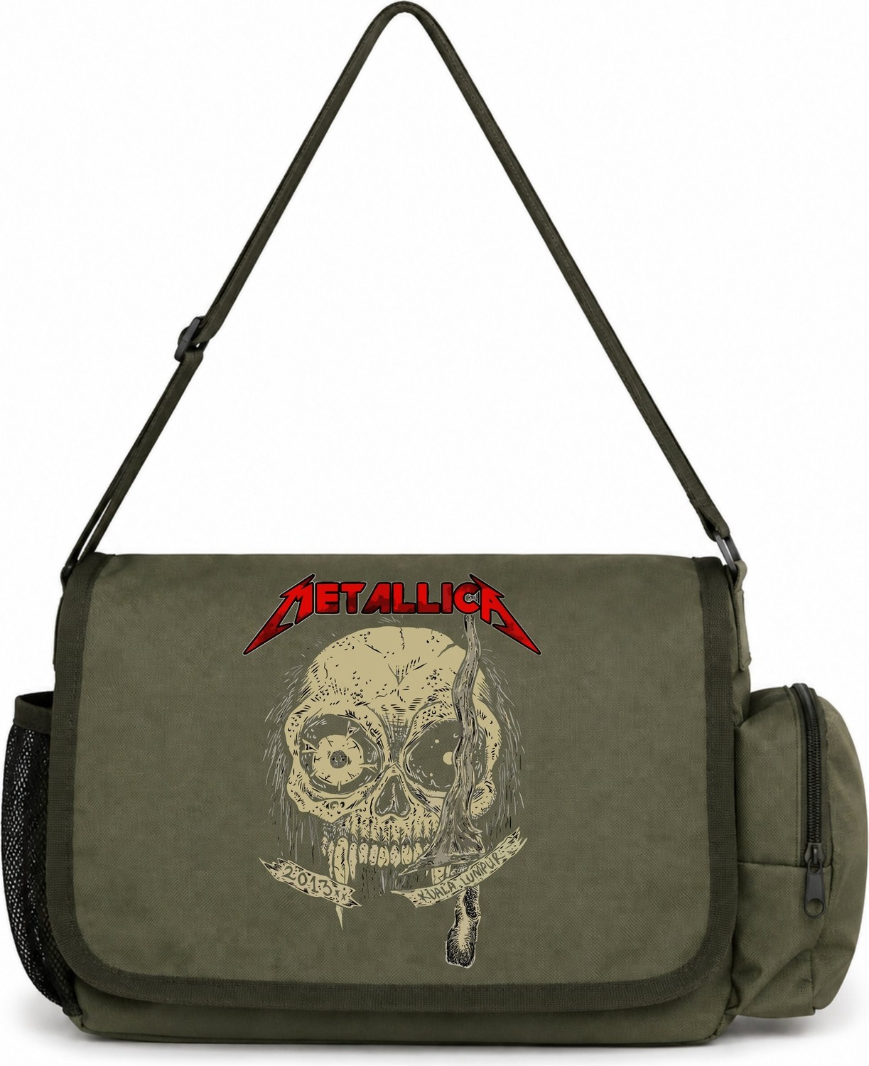 Sevbano Metallica Rock Metal Müzik Grubu Baskılı Unisex Okul, Spor, Ofis Çok Amaçlı Postacı Çantası