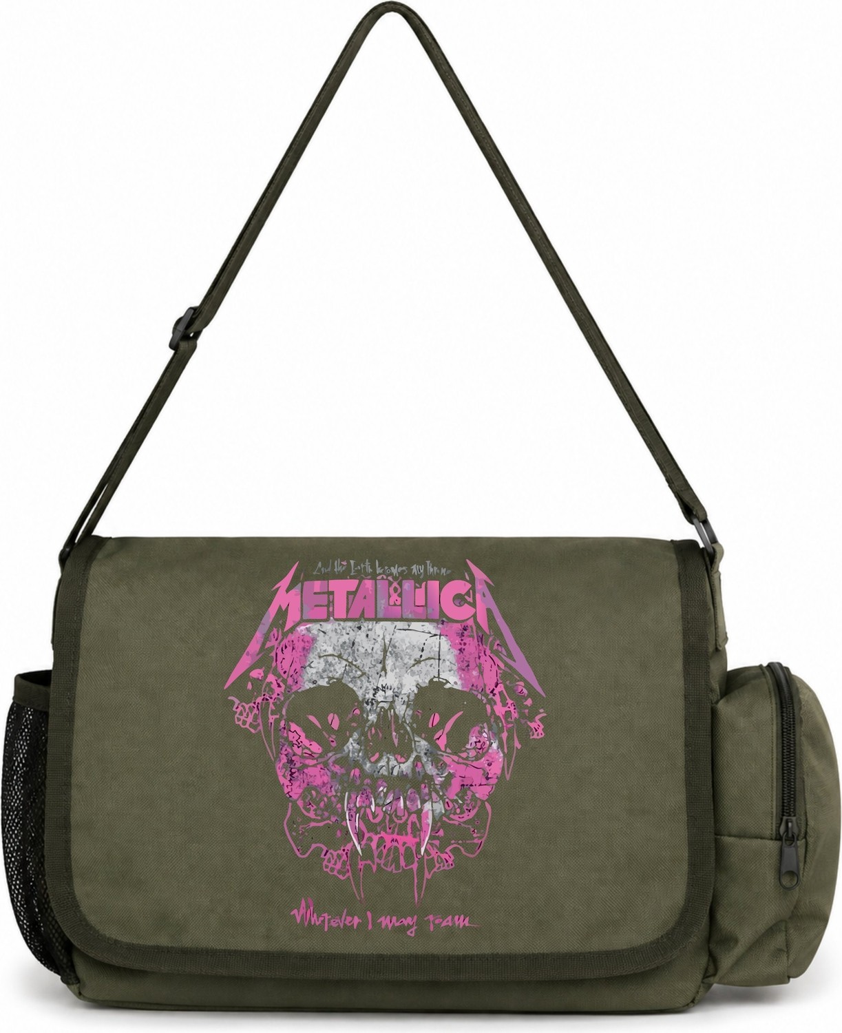 Sevbano Metallica Rock Metal Müzik Grubu Baskılı Unisex Okul, Spor, Ofis Çok Amaçlı Postacı Çantası