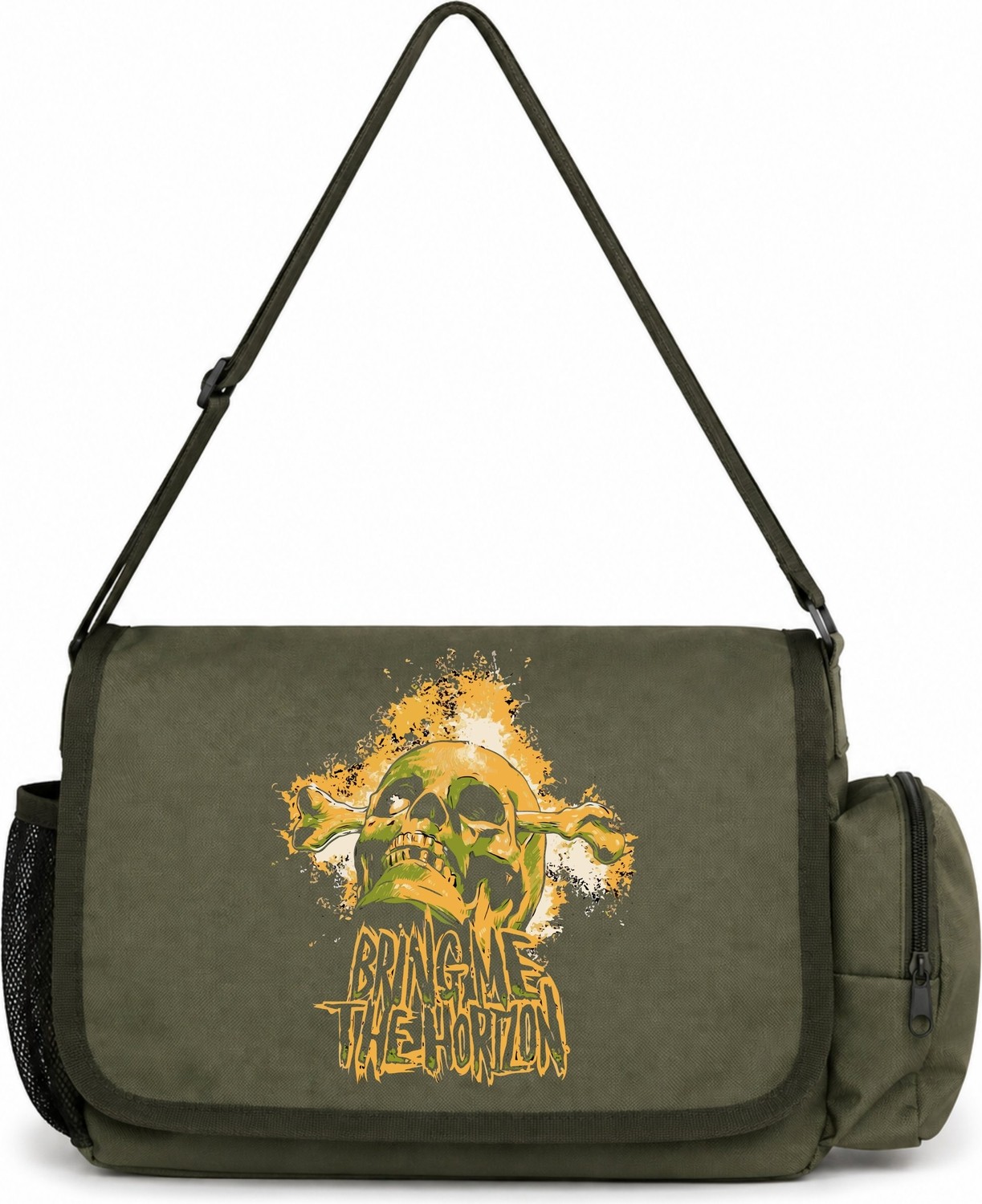 Sevbano Horizon Rock Metal Müzik Grubu Baskılı Unisex Okul, Spor, Ofis Çok Amaçlı Postacı Çantası