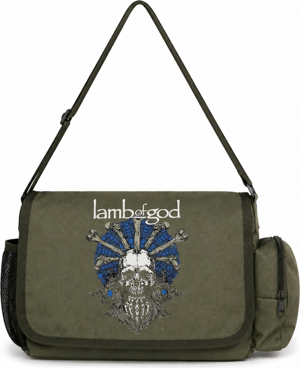 Sevbano Lamb Of God Rock Metal Müzik Grubu Baskılı Unisex Okul, Spor, Ofis Çok Amaçlı Postacı Çantası görsel 4