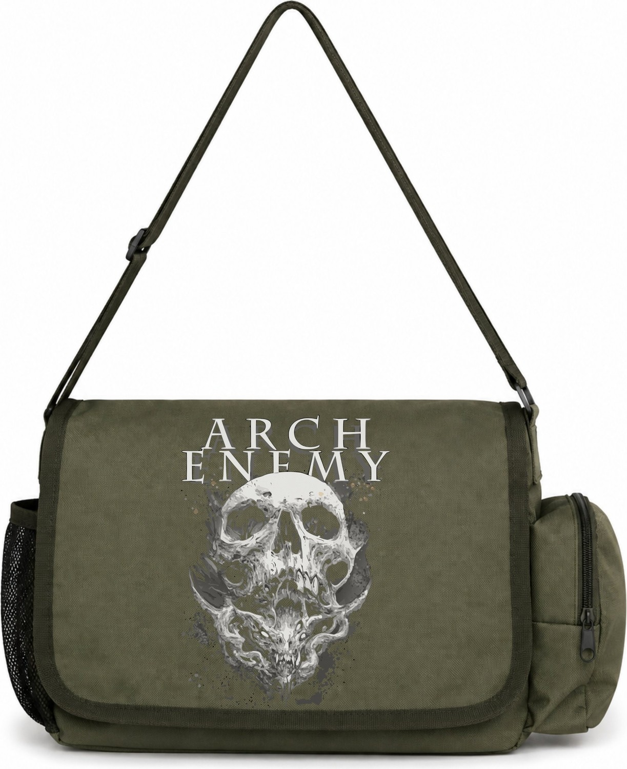 Sevbano Arch Enemy Rock Metal Müzik Grubu Baskılı Unisex Okul, Spor, Ofis Çok Amaçlı Postacı Çantası görsel 4