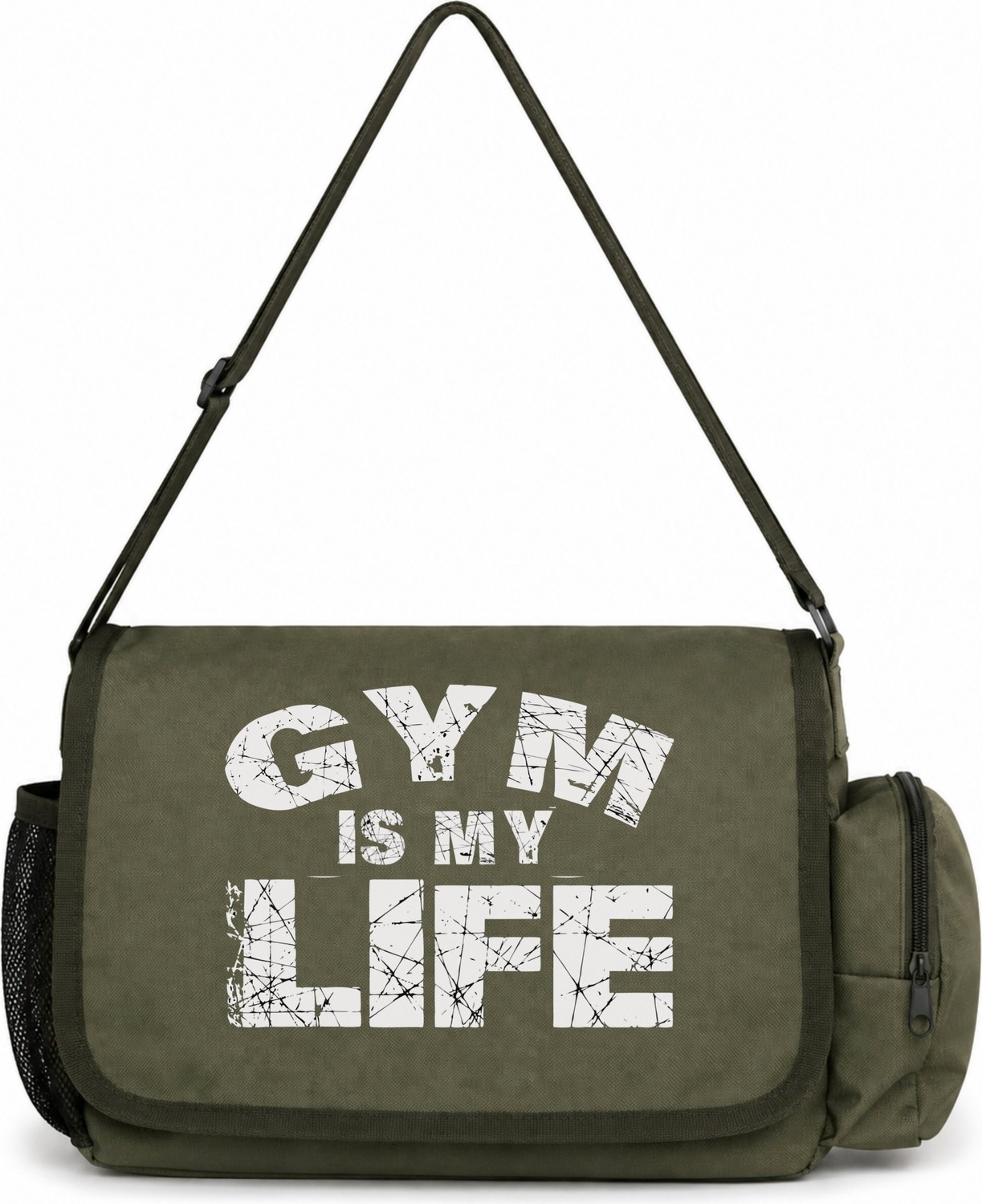 Sevbano Gym Is My Life Fitness Bodybuilding Baskılı Unisex Okul, Spor, Ofis Çok Amaçlı Postacı Çantası