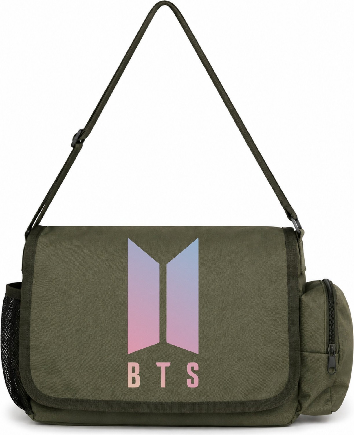 Sevbano Bts Müzik Grubu Baskılı Unisex Okul, Spor, Ofis Çok Amaçlı Postacı Çantası