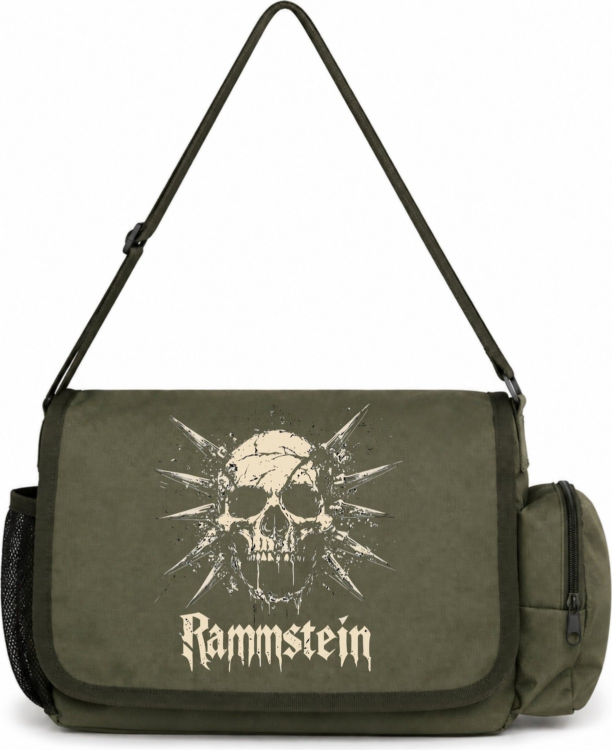 Sevbano Rammstein Rock Metal Müzik Grubu Baskılı Unisex Okul, Spor, Ofis Çok Amaçlı Postacı Çantası görsel 4